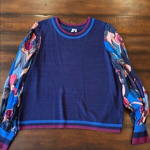 Colorful Women's Top with Floral Sleeves